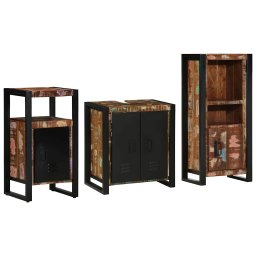 vidaXL Badkamermeubelset 3 st Multikleur en Zwart