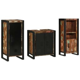 vidaXL Badkamermeubelset 3 st Multikleur en Zwart