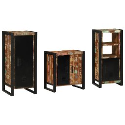 vidaXL Badkamermeubelset 3 st Multikleur en Zwart 40 x 35 x 90 cm
