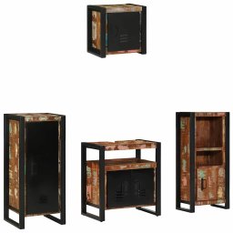 vidaXL Badkamermeubelset 4 st Multikleur en Zwart 40 x 35 x 90 cm