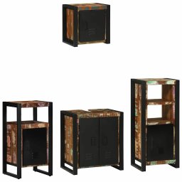 vidaXL Badkamermeubelset 4 st Multikleur en Zwart