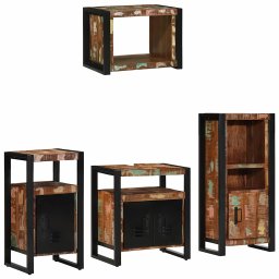 vidaXL Badkamermeubelset 4 st Multikleur en Zwart