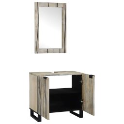 vidaXL Badkamerkastenset 2 st Wit Massief Mango Hout