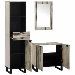 vidaXL Badkamermeubelset 3 st Wit 38 x 33 x 160 cm Bewerkt hout
