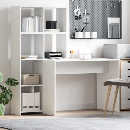 vidaXL Bureau met plank Wit 138,5 x 55 x 143 cm Bewerkt hout