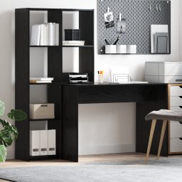 vidaXL Bureau met plank Zwart Eiken 138,5 x 55 x 143 cm Bewerkt hout