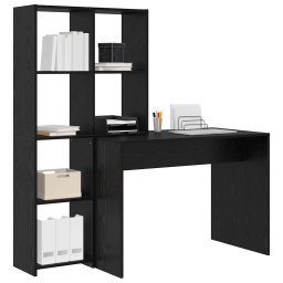vidaXL Bureau Zwart Eiken 138,5 x 55 x 143 cm Bewerkt hout
