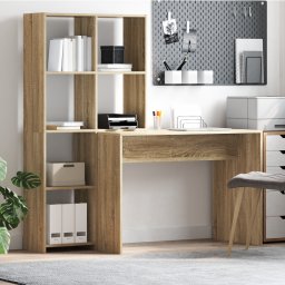 vidaXL Bureau met plank Sonoma Eiken 138,5 x 55 x 143 cm Bewerkt hout