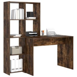 vidaXL Bureau Gerookt eiken 138,5 x 55 x 143 cm Bewerkt hout