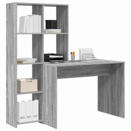 vidaXL Bureau Grijs Sonoma 138,5 x 55 x 143 cm Bewerkt hout