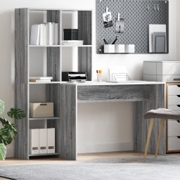vidaXL Bureau met plank Grijs Sonoma 138,5 x 55 x 143 cm Bewerkt hout
