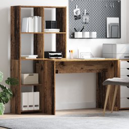 vidaXL Bureau met plank Oud Hout 138,5 x 55 x 143 cm Bewerkt hout