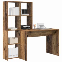 vidaXL Bureau Oud Hout 138,5 x 55 x 143 cm Bewerkt hout