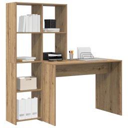 vidaXL Bureau Artisan Eiken 138,5 x 55 x 143 cm Bewerkt hout