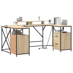 vidaXL Bureau Sonoma Eiken Bewerkt hout 182 x 101 x 87,5 cm