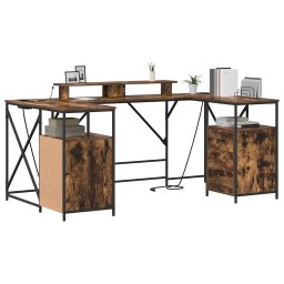 vidaXL Bureau Gerookt eiken Bewerkt hout 182 x 101 x 87,5 cm