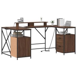 vidaXL Bureau Bruin Eiken Bewerkt hout 182 x 101 x 87,5 cm