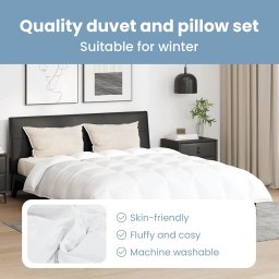vidaXL Dekbed Set met kussen 3 st Wit Donsveertjes