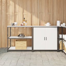 vidaXL Keukenopslag set HATTEM 2 st Wit Koudgewalst staal