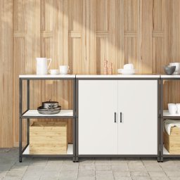 vidaXL Keukenopslag set HATTEM 2 st Wit Koudgewalst staal