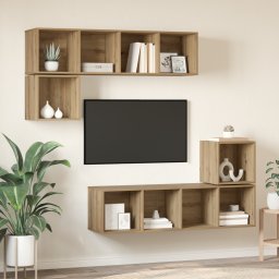 vidaXL Tv-meubelset 4 st Artisan Eiken Bewerkt hout