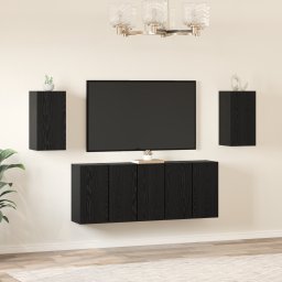 vidaXL Tv-meubelset 7 st Zwart Eiken Bewerkt hout