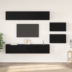 vidaXL Tv-meubelset 6 st Zwart Eiken Bewerkt hout