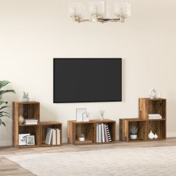 vidaXL Tv-meubelset 6 st Oud Hout Bewerkt hout