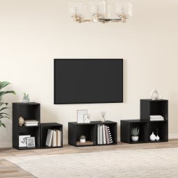 vidaXL Tv-meubelset 6 st Zwart Eiken Bewerkt hout