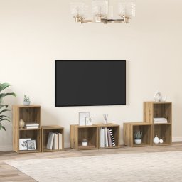 vidaXL Tv-meubelset 6 st Artisan Eiken Bewerkt hout