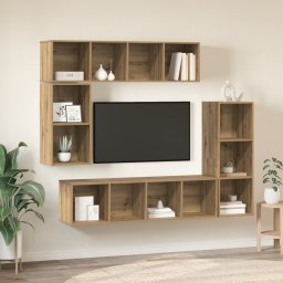 vidaXL Tv-meubelset 4 st Artisan Eiken Bewerkt hout