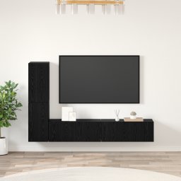 vidaXL Wand tv-kast 2 st Zwart Eiken Bewerkt hout