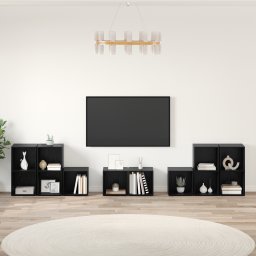 vidaXL TV-kast set 8 st Zwart Eiken Bewerkt hout