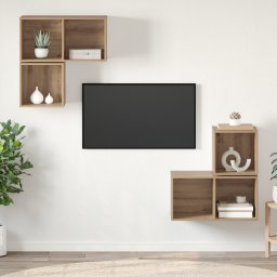 vidaXL Tv-meubelset 4 st Artisan Eiken Bewerkt hout