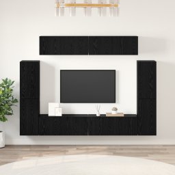 vidaXL Tv-meubelset 8 st Zwart eiken Bewerkt hout