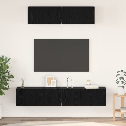 vidaXL Tv-meubelset 4 st Zwart Eiken Bewerkt hout