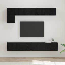 vidaXL Tv-meubelset 5 st Zwart Eiken Bewerkt hout