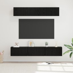 vidaXL Tv-meubelset 5 st Zwart Eiken Bewerkt hout