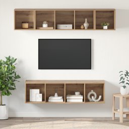 vidaXL Tv-meubelset 4 st Artisan Eiken Bewerkt hout