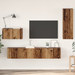 vidaXL Wand TV Kast 4 st Oud Hout Bewerkt hout