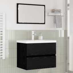 vidaXL Badkamermeubelset 3 st Zwart Eiken 61 x 39 x 45 cm Bewerkt hout