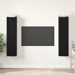 vidaXL Tv-meubelset 4 st Zwart Eiken Bewerkt hout