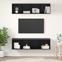 vidaXL Tv-meubelset 2 st Zwart Eiken Bewerkt hout