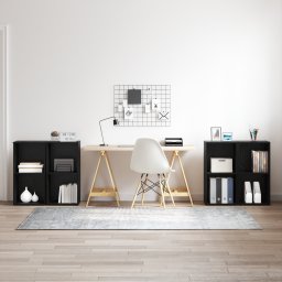 vidaXL Tv-meubelset 4 st Zwart Eiken Bewerkt hout