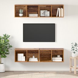 vidaXL Tv-meubelset 4 st Oud Hout Bewerkt hout