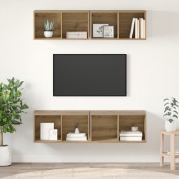 vidaXL Tv-meubelset 4 st Artisan Eiken Bewerkt hout