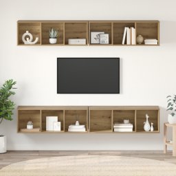 vidaXL Tv-meubelset 4 st Artisan Eiken Bewerkt hout