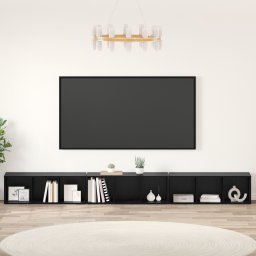 vidaXL Tv-meubelset 3 st Zwart Eiken Bewerkt hout