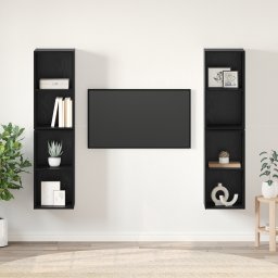 vidaXL Tv-meubelset 4 st Zwart Eiken Bewerkt hout
