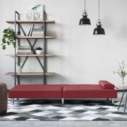 vidaXL Slaapbank met bekerhouders kunstleer wijnrood